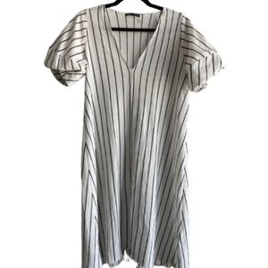 ZARA | striped dress with puffy sleeves